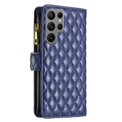 Diamond Lattice Leather Wallet Flip Case For Samsung