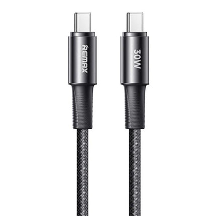 REMAX Type-C Cable for Everyday Device Charging and Data Transfer — durable zinc alloy plugs and 30W braided charging/data cable
