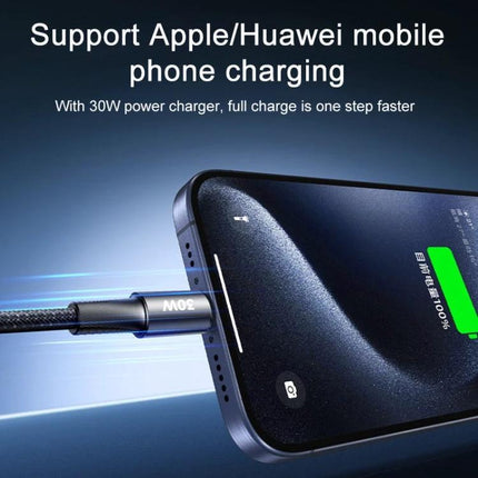 REMAX Type-C Cable for Everyday Device Charging and Data Transfer - braided zinc alloy plug charging smartphone with fast 30W power delivery