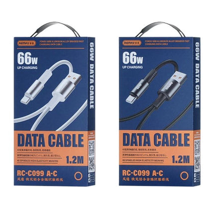 REMAX Type-C Cable for Everyday Device Charging and Data Transfer - 66W 1.2M zinc alloy plug braided charging and data cable