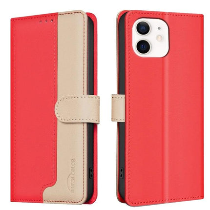 Leather Cardholder Phone Case For Everyday Use With Card And Cash Storage Pocket - red leather wallet case with 3 card slots and cash pocket, RFID blocking