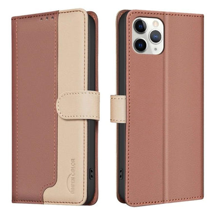 Leather Cardholder Phone Case For Everyday Use With Card And Cash Storage Pocket - brown leather wallet phone case with 3 card slots and cash pocket, RFID blocking