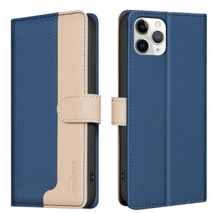 Leather Cardholder Phone Case For Everyday Use With Card And Cash Storage Pocket - blue leather wallet case with 3 card slots, cash pocket, RFID block
