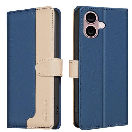Blue and beige PU Leather Phone Case With Card And Cash Storage For Everyday Use And Easy On The Go, wallet folio with RFID protection