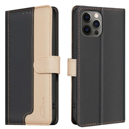 Leather Phone Case With Card And Cash Storage For Everyday Use And Easy On The Go - black tan PU leather wallet phone case with RFID protection