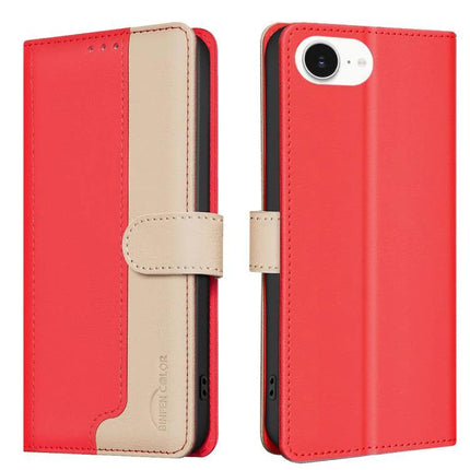 Leather Phone Case With Card Slot For Daily Use Keeps Cards Secure And Wallet Organized - red beige PU leather wallet folio with 3 card slots and cash pocket