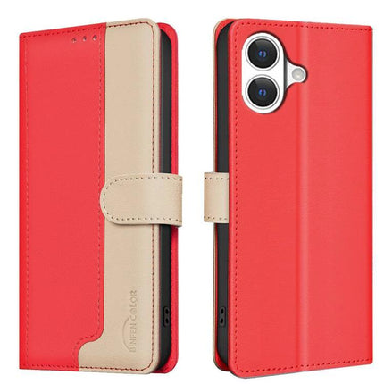 Leather Phone Case With Card Slot For Daily Use Keeps Cards Secure And Wallet Organized red beige PU leather wallet case with 3 card slots and magnetic closure