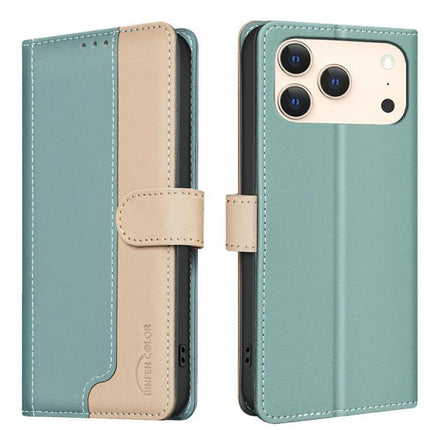 Leather Phone Case With Card Slot For Daily Use Keeps Cards Secure And Wallet Organized teal tan bi-fold PU leather wallet case with card slots and magnetic closure