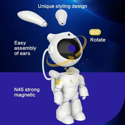 Starry Projection Lamp for Cozy Bedroom Evenings at Home astronaut-shaped projector with 360° rotating head, magnetic detachable parts and easy assembly