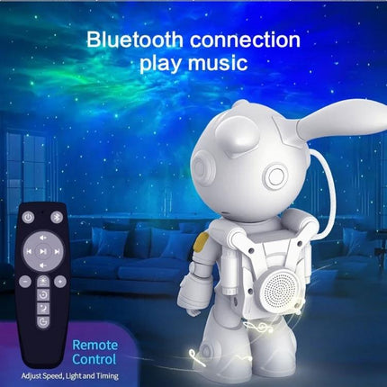 Starry Projection Lamp for Cozy Bedroom Evenings at Home - robot projector with Bluetooth, remote control and nebula star field for relaxing nights