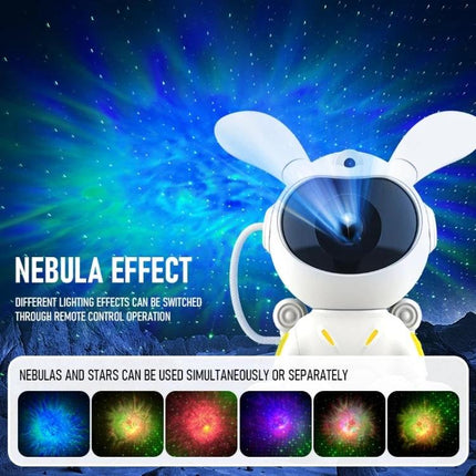 Space Rabbit Lamp for Relaxing Bedroom Evenings at Home - starry nebula projector on nightstand for calming bedtime ambiance