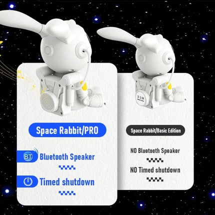 Space Rabbit Lamp for Relaxing Bedroom Evenings at Home - white rabbit night lamp projecting stars with Bluetooth speaker and timed shutdown features