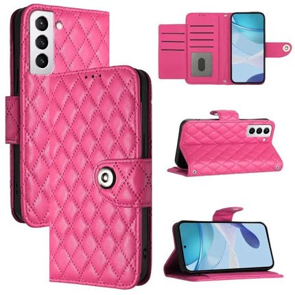 Rhombic Texture Flip Leather Phone Case With Lanyard