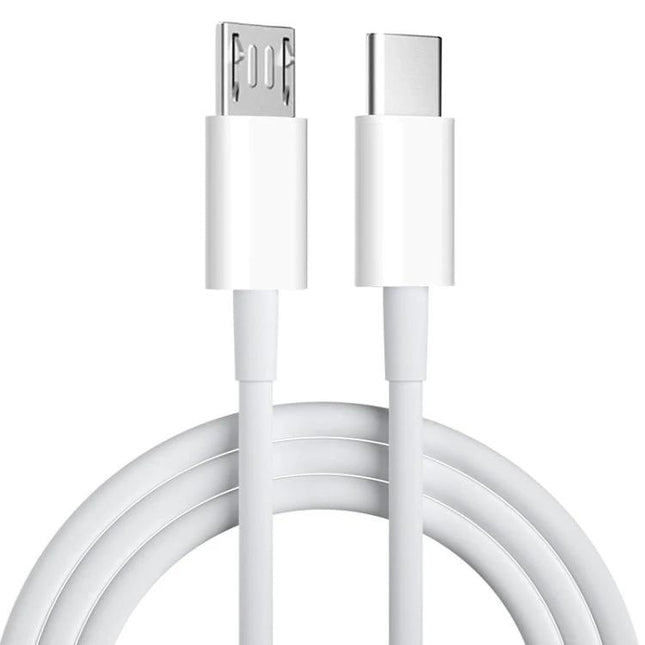 Versatile USB-C to Micro USB Cable for Everyday Device Connections — 1m white cable for charging and data transfer between USB-C and Micro USB