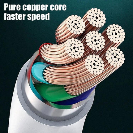 Versatile USB-C to Micro USB Cable for Everyday Device Connections showing pure copper core cross-section for faster charging and data transfer, 1-meter cable