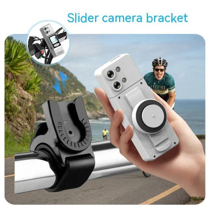 A3 Outdoor Sports Camera with 180-Degree Rotatable Screen mounted on slider bracket for cycling and outdoor action with 1.5-inch IPS HD display