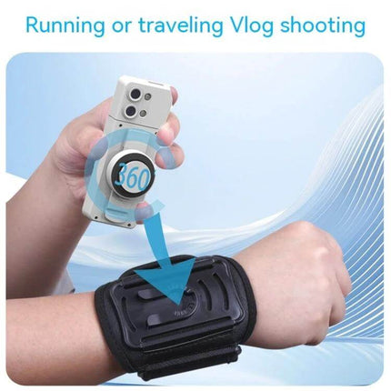 A3 Outdoor Sports Camera with 180-Degree Rotatable Screen mounted on wrist strap for running and vlog shooting