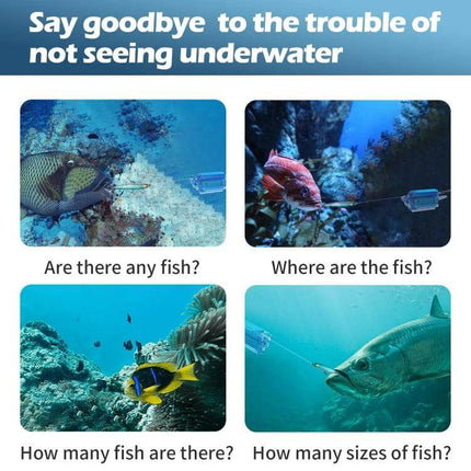 Wireless Underwater Fishing Camera with App Control and Loop Recording showing fish detection scenes for kayak and boat fishing