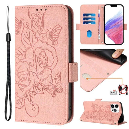 Leather Phone Case With Card Holder For Daily Essentials - pink floral PU wallet case with 3 card slots, cash pocket and wrist strap
