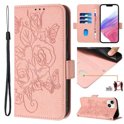 Leather Phone Case With Card And Cash Storage pink floral wallet case with slots for 3 cards, RFID protection, raised-edge screen and camera protection