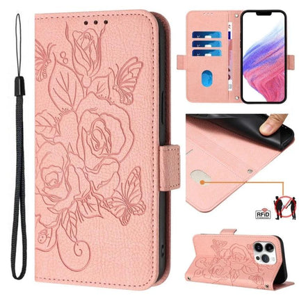 Leather Phone Case With Card And Cash Storage pink floral wallet folio with 3 card slots and wrist strap, raised edges for screen and camera protection