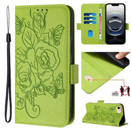 Leather Phone Case With Card Slots For Daily Essentials Slim Design For Commuting And Errands - green floral wallet folio with card slots and wrist strap