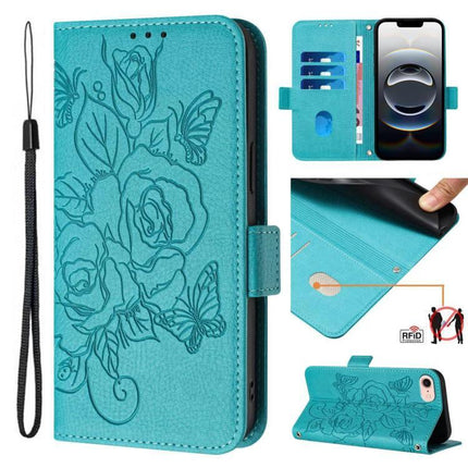 Leather Phone Case With Card Slots For Daily Essentials Slim Design For Commuting And Errands - teal floral folio wallet with wrist strap and RFID protection