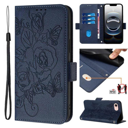 Leather Phone Case With Card Slots For Daily Essentials Slim Design For Commuting And Errands navy floral folio wallet with RFID and wrist strap