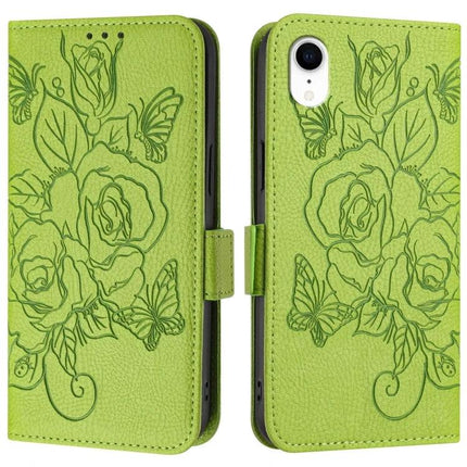 Leather Phone Case With Card And Cash Storage - green floral wallet case with three card slots and cash compartment, PU leather and TPU protection