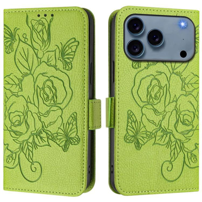 Everyday PU Leather Phone Case With Card Holder For Daily Use - lime green floral RFID wallet folio