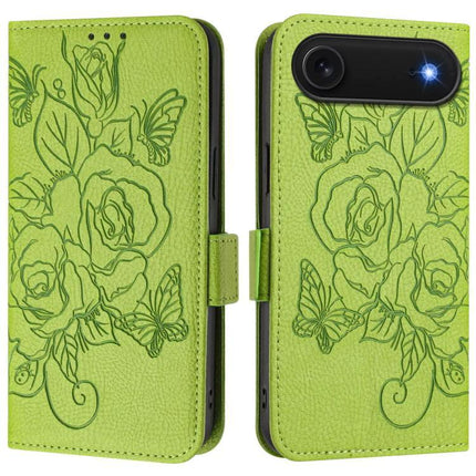 Everyday PU Leather Phone Case With Card Holder For Daily Use - lime green floral butterfly wallet case with RFID and soft TPU inner shell