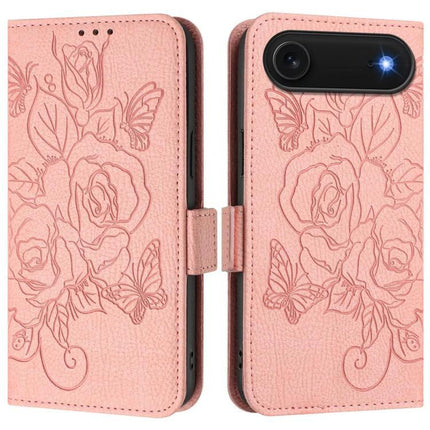 Everyday PU Leather Phone Case With Card Holder For Daily Use - pink floral embossed wallet case with RFID blocking and card slot
