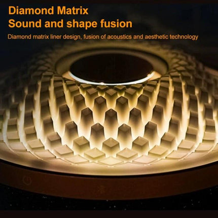 Compact Bluetooth Speaker With Ambient Lighting For Home Use showcasing diamond matrix acoustic grille with warm RGB ambient glow