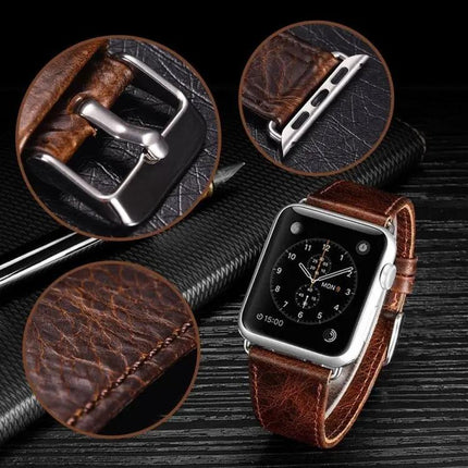 Genuine Leather Retro Crazy Horse Watch Band For Apple Watch