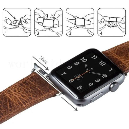 Genuine Leather Retro Crazy Horse Watch Band For Apple Watch