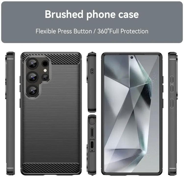 Carbon Fiber TPU Phone Case For Samsung S25 Ultra 5G