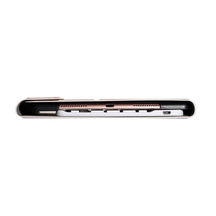 Bluetooth Keyboard Leather Case for Samsung Galaxy Tab A7 10.4 Inch showing slim profile and port access with protective leather edges