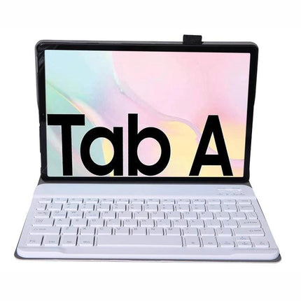 Bluetooth Keyboard Leather Case for Samsung Galaxy Tab A7 10.4 Inch in white with detachable Bluetooth keyboard and protective leather folio