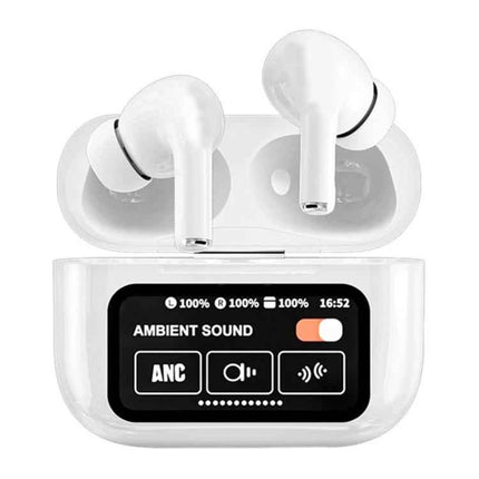 Touchscreen Wireless Earbuds Noise Control For Commuting A9 Pro with ANC ENC ambient sound display for commuters