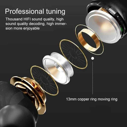Touchscreen Wireless Earbuds Noise Control For Commuting showing exploded driver components, 13mm copper ring and ANC for clear calls