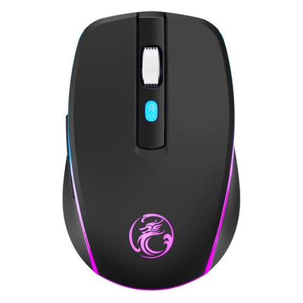 iMICE Silent Wireless Gaming Mouse for Everyday Computing Tasks - black silent mouse with RGB accents and USB wireless connectivity