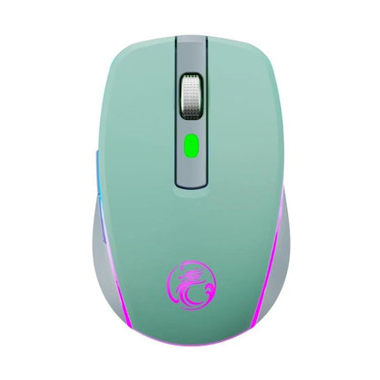 iMICE Silent Wireless Gaming Mouse for Everyday Computing Tasks - mint green silent wireless mouse with RGB accents and scroll wheel