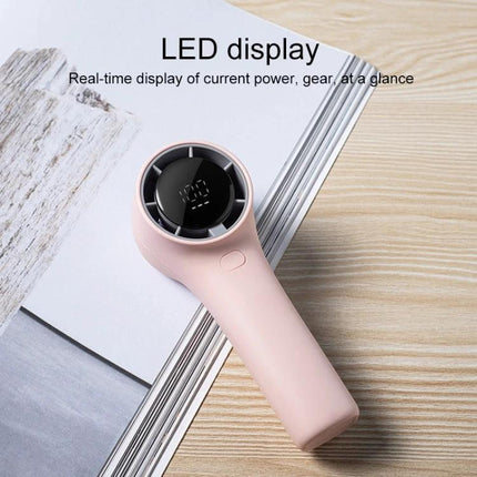 Portable Mini Handheld Fan with Digital Speed Display for Daily Use - pink compact fan with LED speed display and lanyard for on-the-go cooling