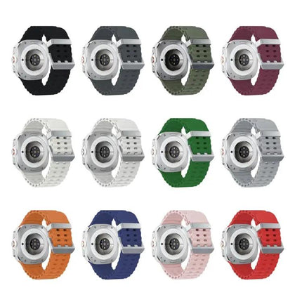 Dual Silver Buckle Silicone Strap For Galaxy Watch Ultra2