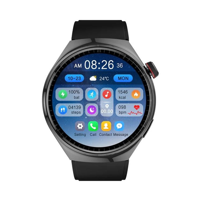 LEMFO Smart Watch for Daily Health and Activity Tracking showing round 1.6-inch IPS touch display with heart rate, steps, calories, notifications
