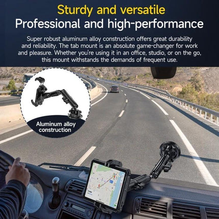 Ulefone Armor Mount Max Car Phone Tablet Holder For Windshield mounted on windshield holding tablet for hands-free navigation with aluminum alloy frame and suction cup