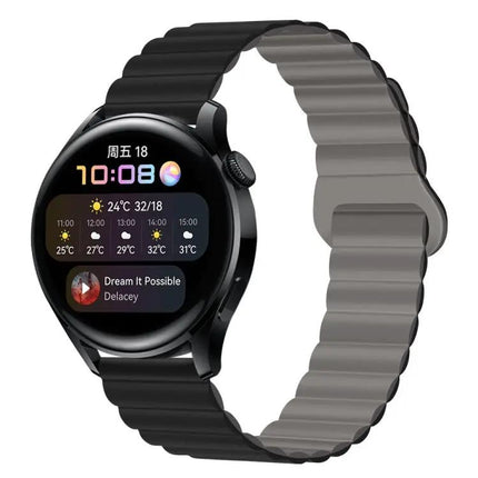 Two-Tone Magnetic Silicone Watch Band 20mm Adjustable