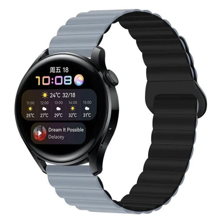 Magnetic Silicone Watch Band 22mm Two Tone Adjustable