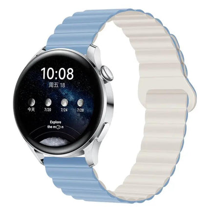 Magnetic Silicone Watch Band 22mm Two Tone Adjustable