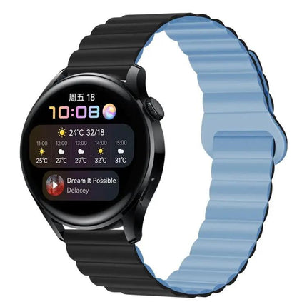 Magnetic Silicone Watch Band 22mm Two Tone Adjustable